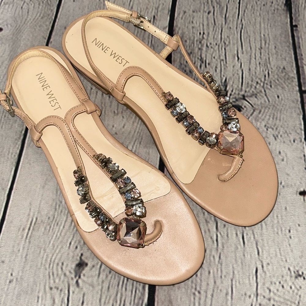 Nine West Chunky Rhinstone Sandals size 9